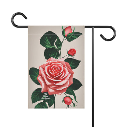 Pink Rose, Garden Flag for Yard, Patio, Porch, or Work, 12"x18" - Flag only