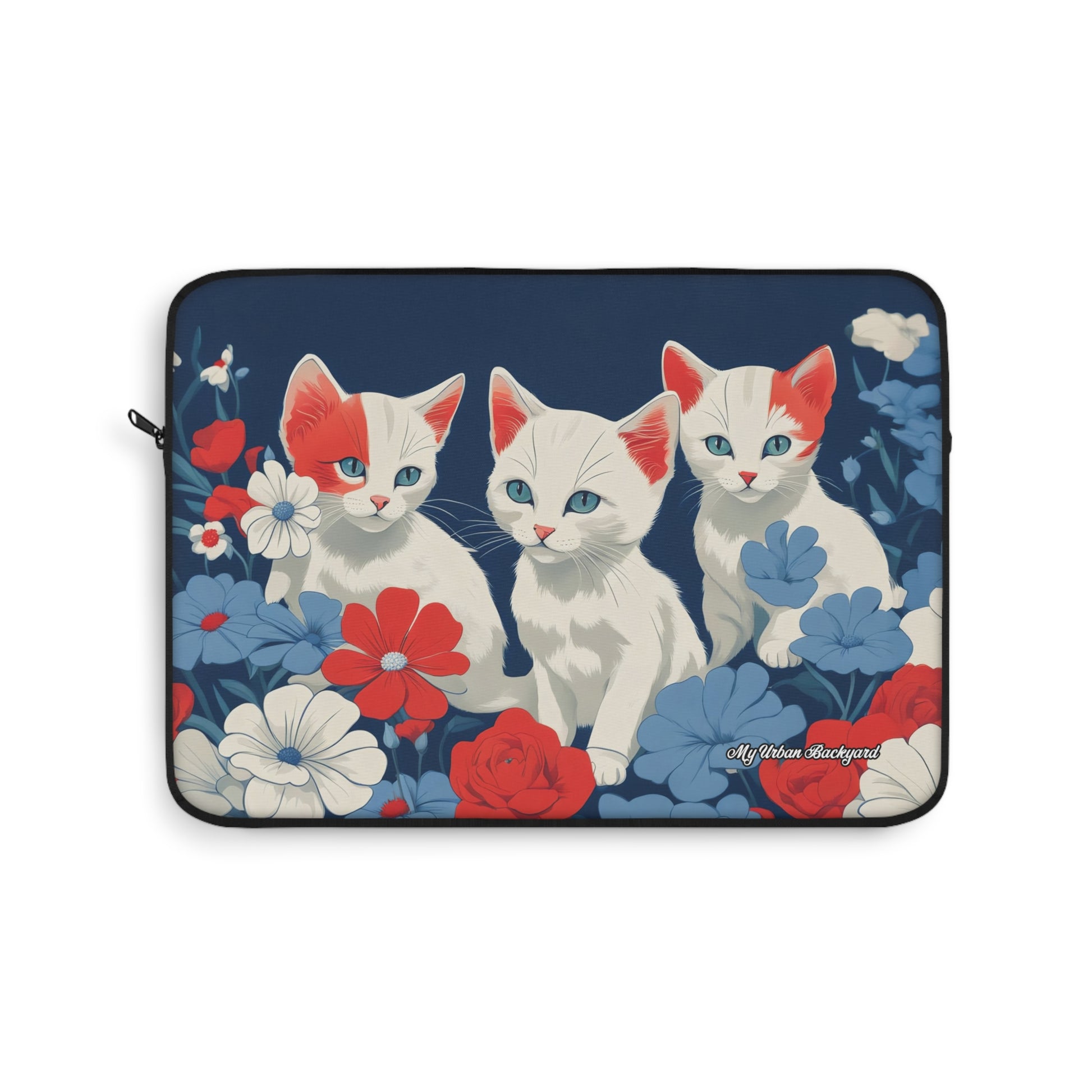 Cute Floral Cat Laptop Sleeve, Perfect for Cat Lovers, Great Gift for Birthdays, Holidays, School, Home Office Decor