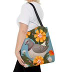 Pigeon and Yellow Flowers Tote Bag with Cotton Handles For Everyday Use, 3 Sizes