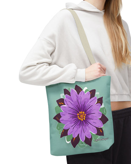 Purple Flower Tote Bag with Cotton Handles For Everyday Use, 3 Sizes