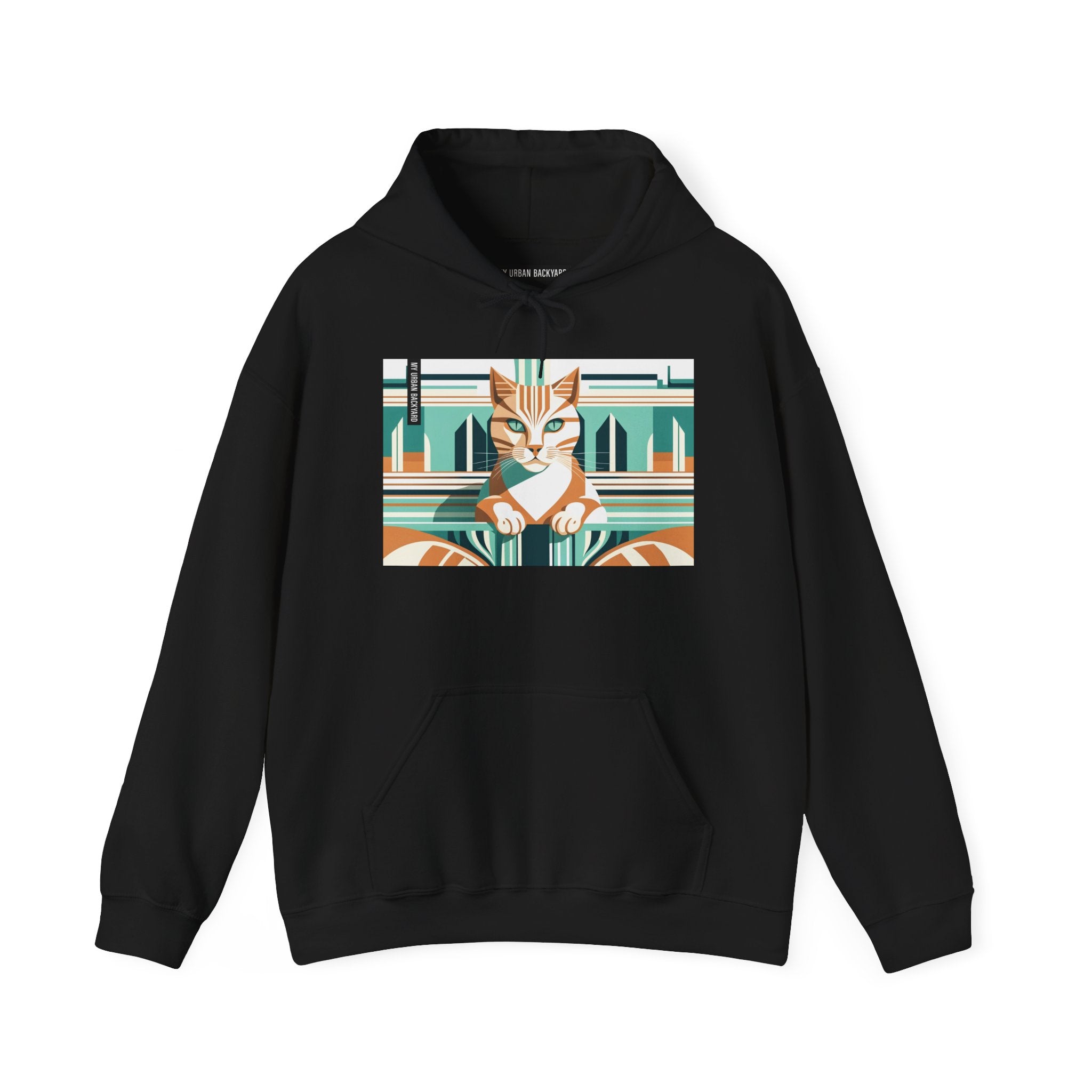 Art Deco Tabby Cat Hoodie, Cozy Graphic Sweatshirt for Cat Lovers, Perfect Gift for Pet Owners, Casual Wear, Unique Art Apparel