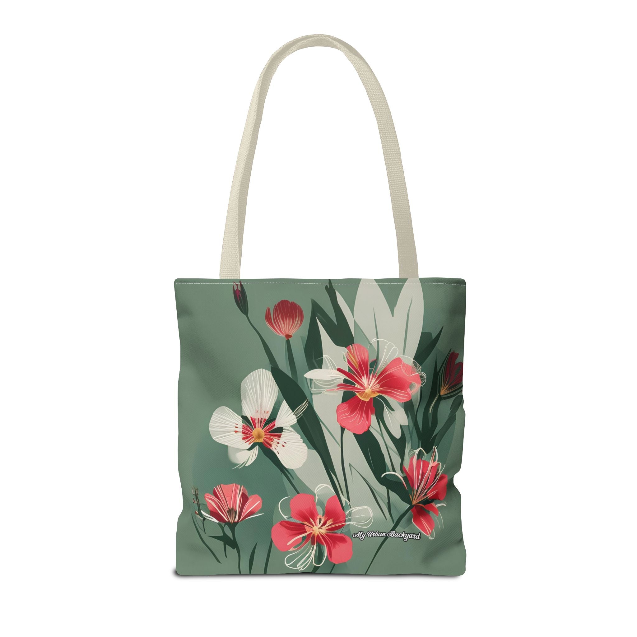 White and Red Wildflowers Tote Bag with Cotton Handles For Everyday Use, 3 Sizes