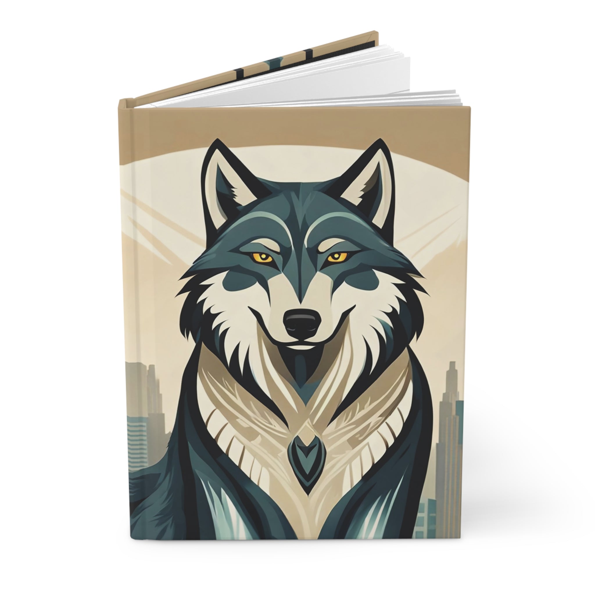 Art Deco Wolf Hardcover Lined Journal