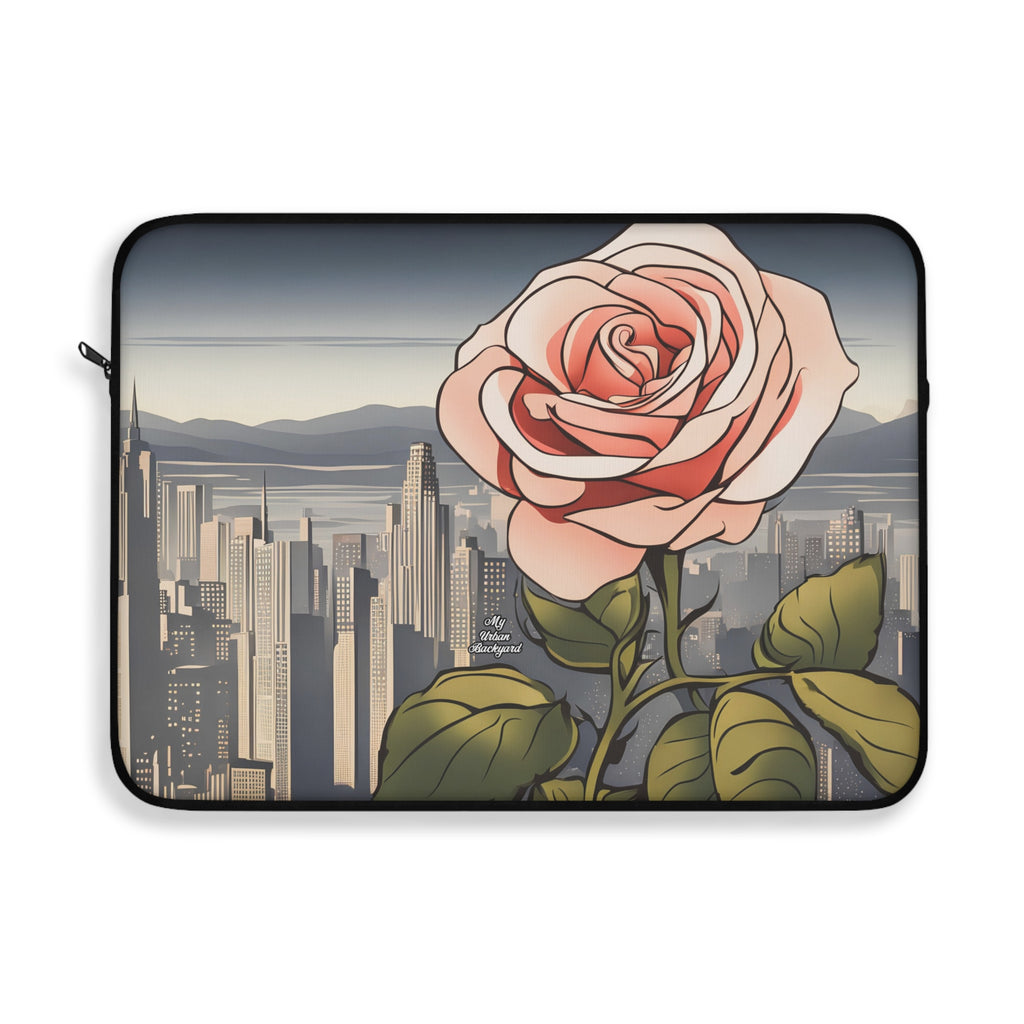 City Rose, Soft Laptop Sleeve, Floral Tech Case, Gift for Students, Home Office Decor, Valentine's Day, 3 Sizes