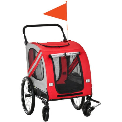 2-in-1 Pet Stroller And Bike Trailer, For Small Pets, Red