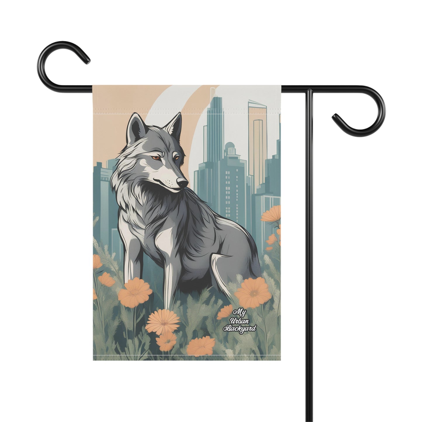 Urban Wolf, Garden Flag for Yard, Patio, Porch, or Work, 12"x18" - Flag only