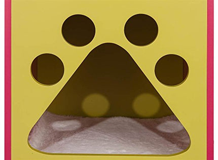 Elegant Home Fashions Cat Cuddle Box Pet House with Paw Design Mellow Green and Fuchsia Finish, PET-986