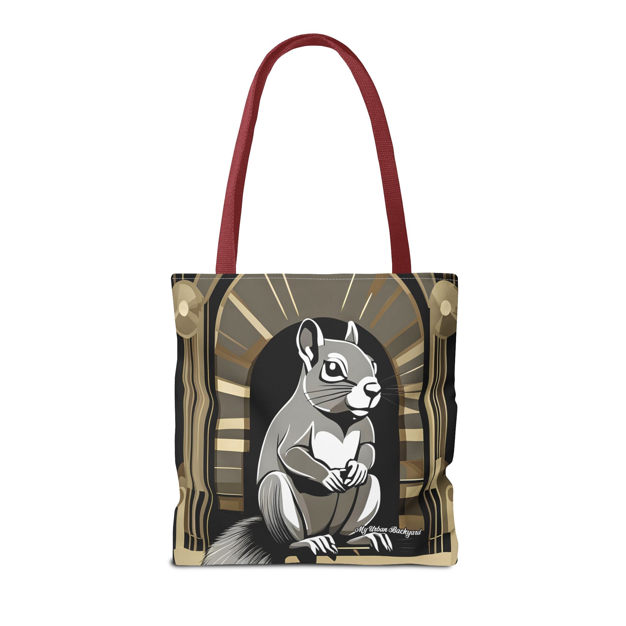 Art Deco Squirrel, Tote Bag with Cotton Handles For Everyday Use, 3 Sizes