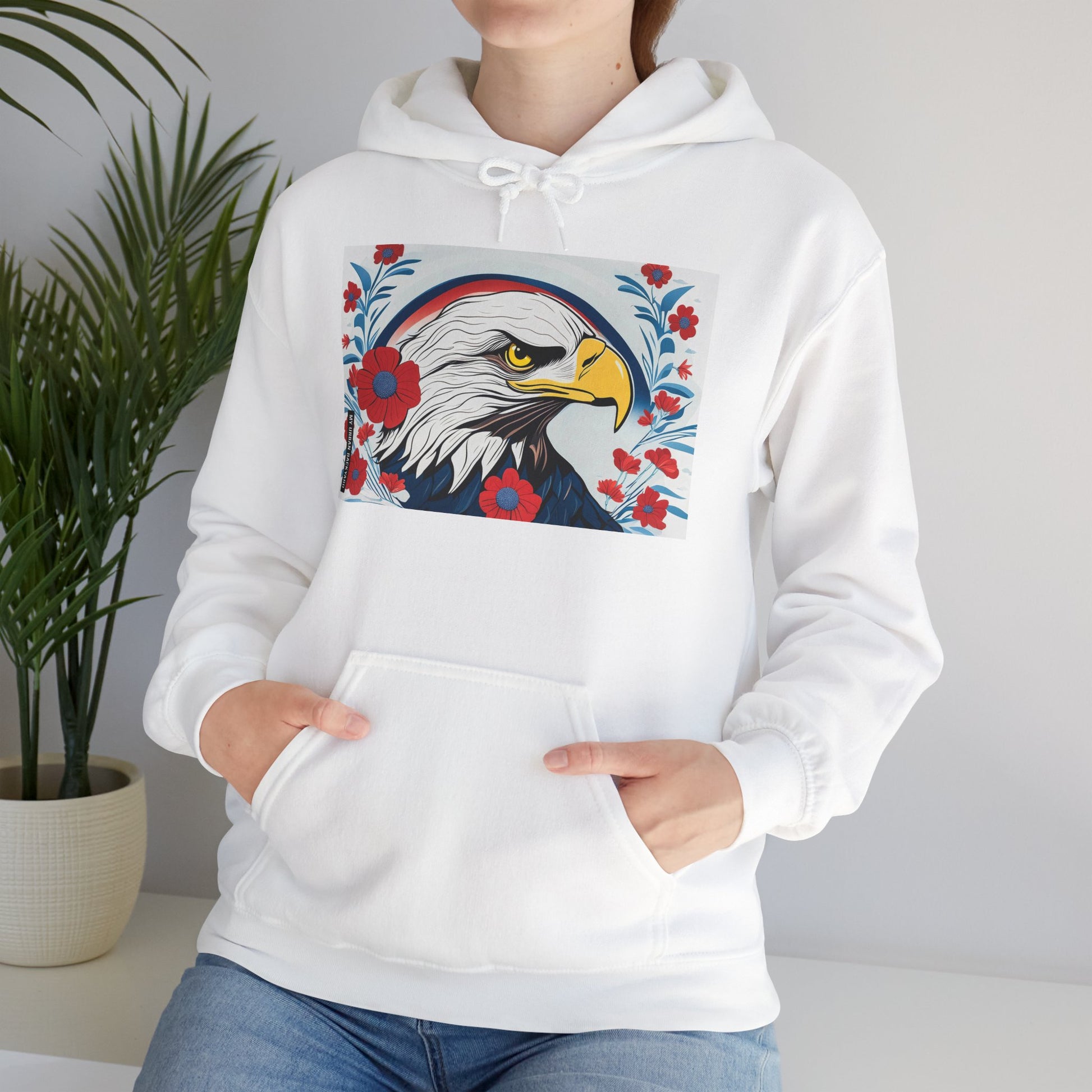 Bald Eagle Floral Hoodie - Unisex Sweatshirt, Nature Lover Gift, Patriotic Apparel, Cozy Outfit for All Seasons, Unique Design