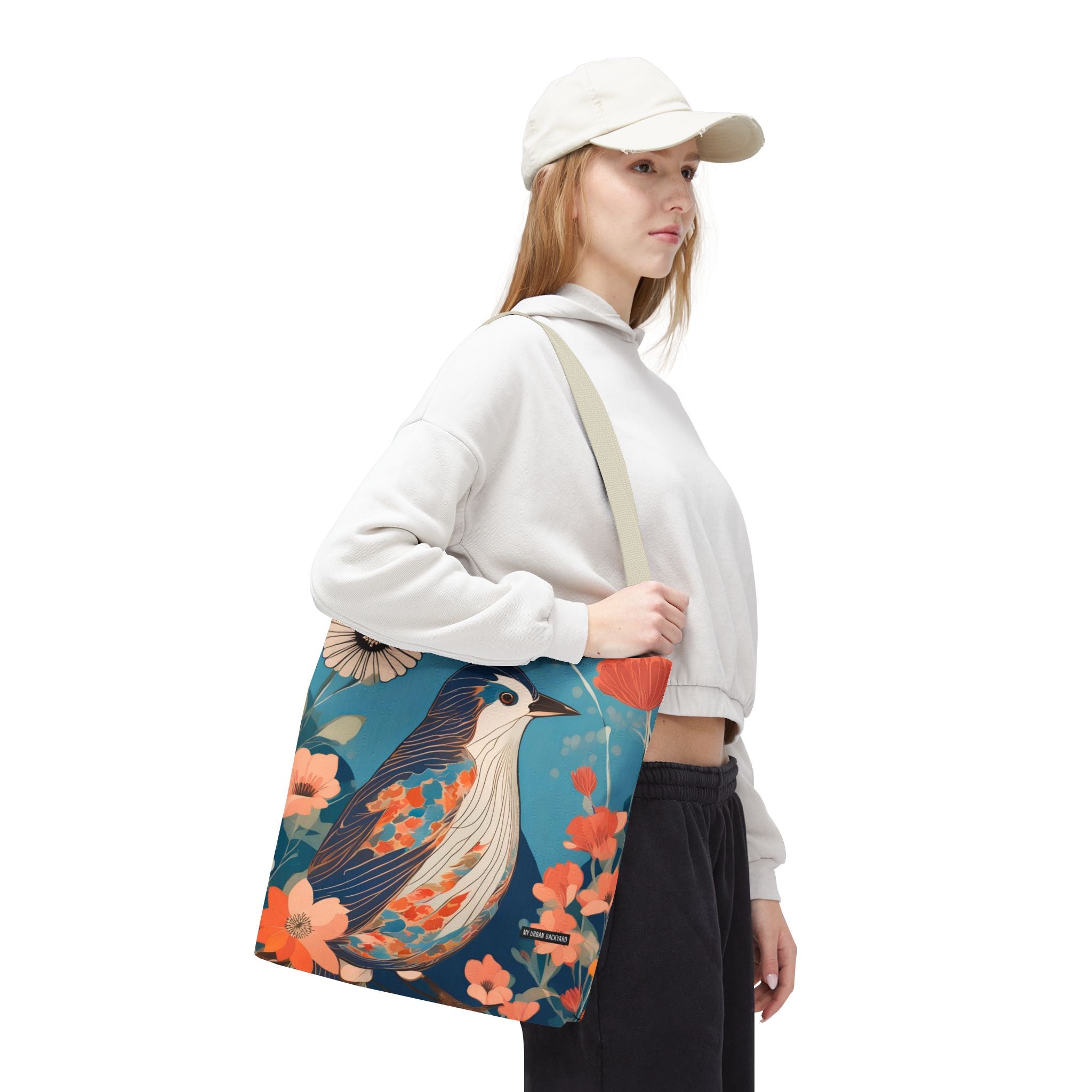 Colorful Bird, Everyday Tote Bag w Cotton Handles