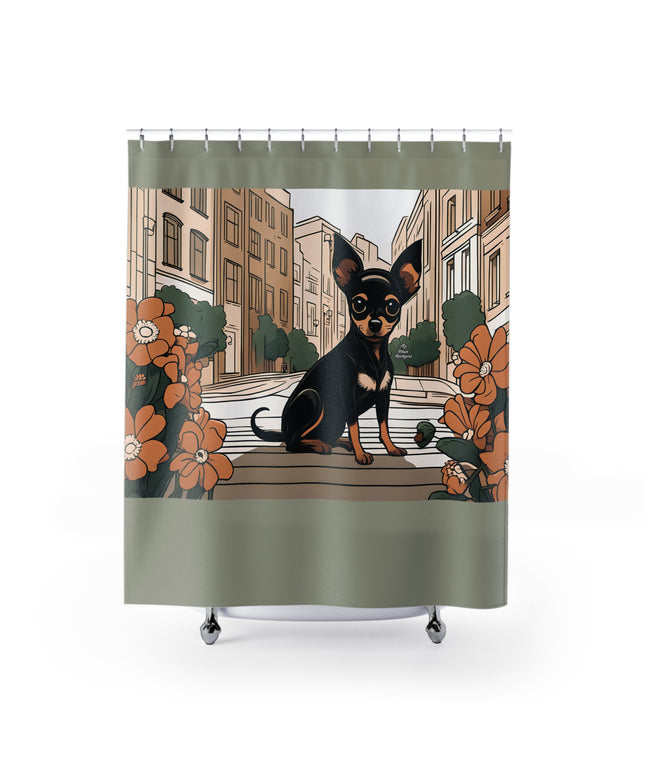 Ricky Barkley, Dog Shower Curtain, Sage accent color - 71" x 74"