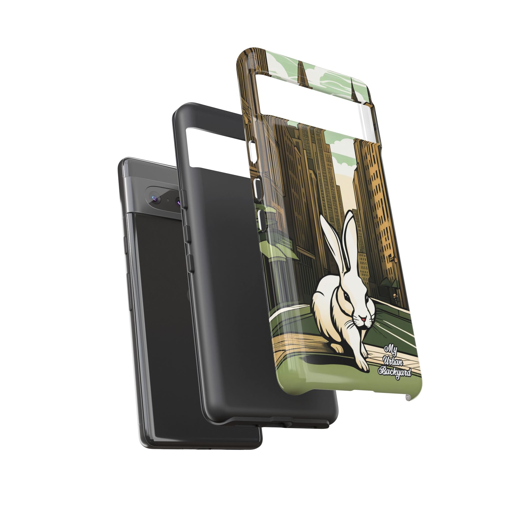 White Rabbit on a City Street, Cell Phone Case - Apple, Samsung, Google Pixel