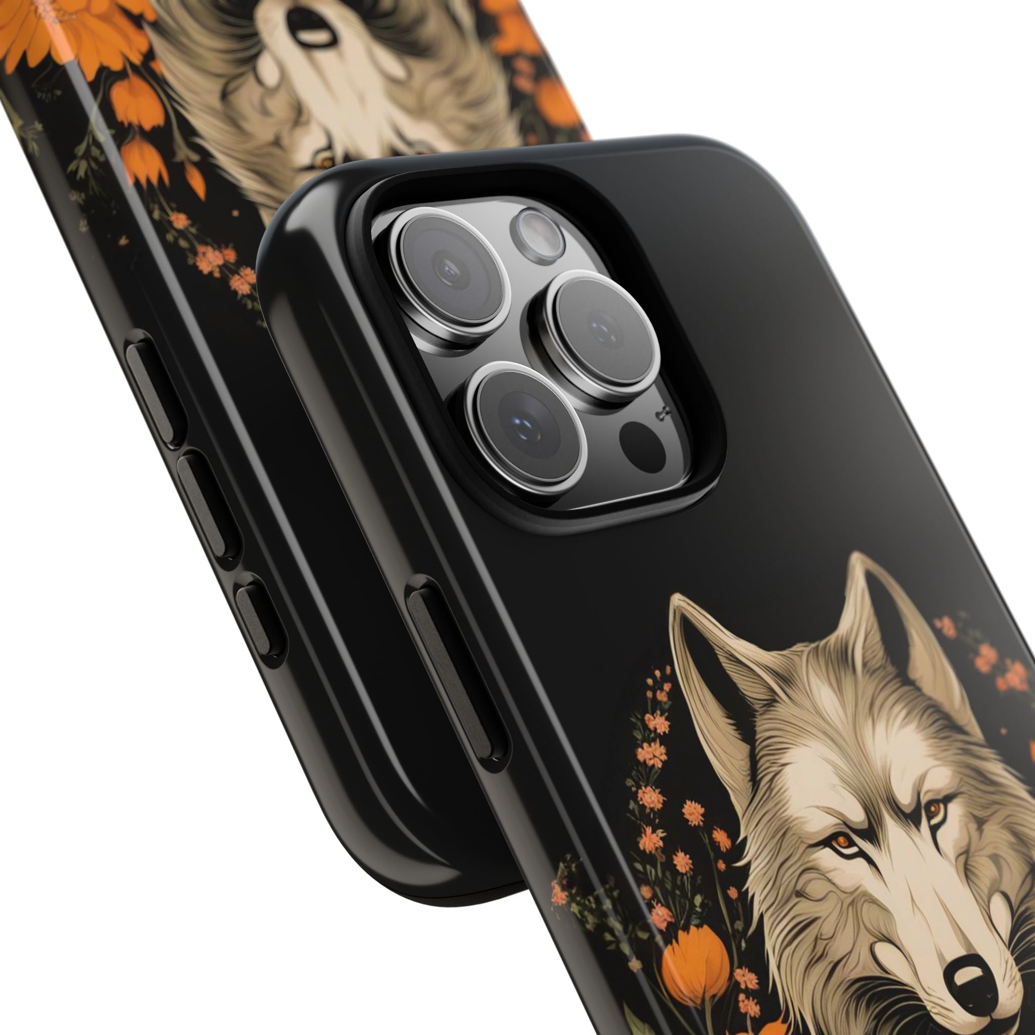 Wolf with Flowers, Animal Cell Phone Case - Apple, Samsung, Google Pixel