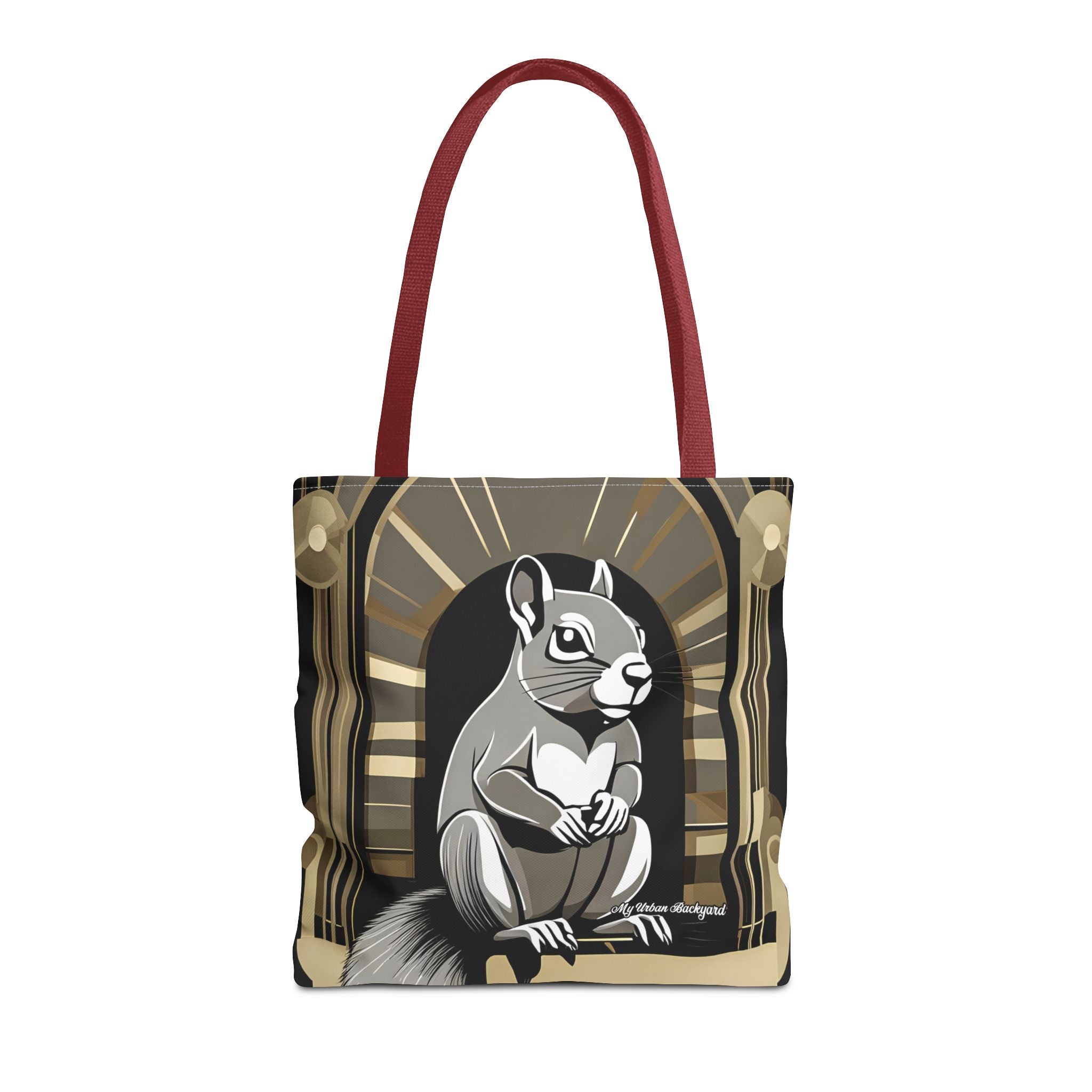 Art Deco Squirrel, Tote Bag with Cotton Handles For Everyday Use, 3 Sizes