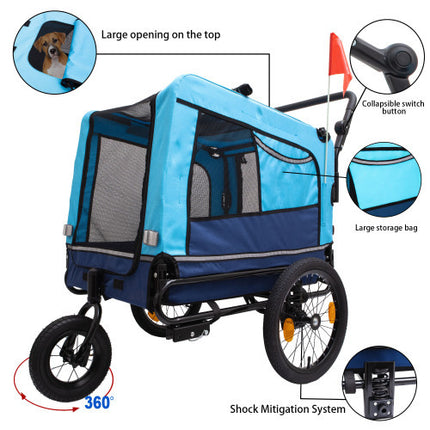 Heavy Duty Foldable Pet Stroller, Dog Carrier, Bicycle Trailer