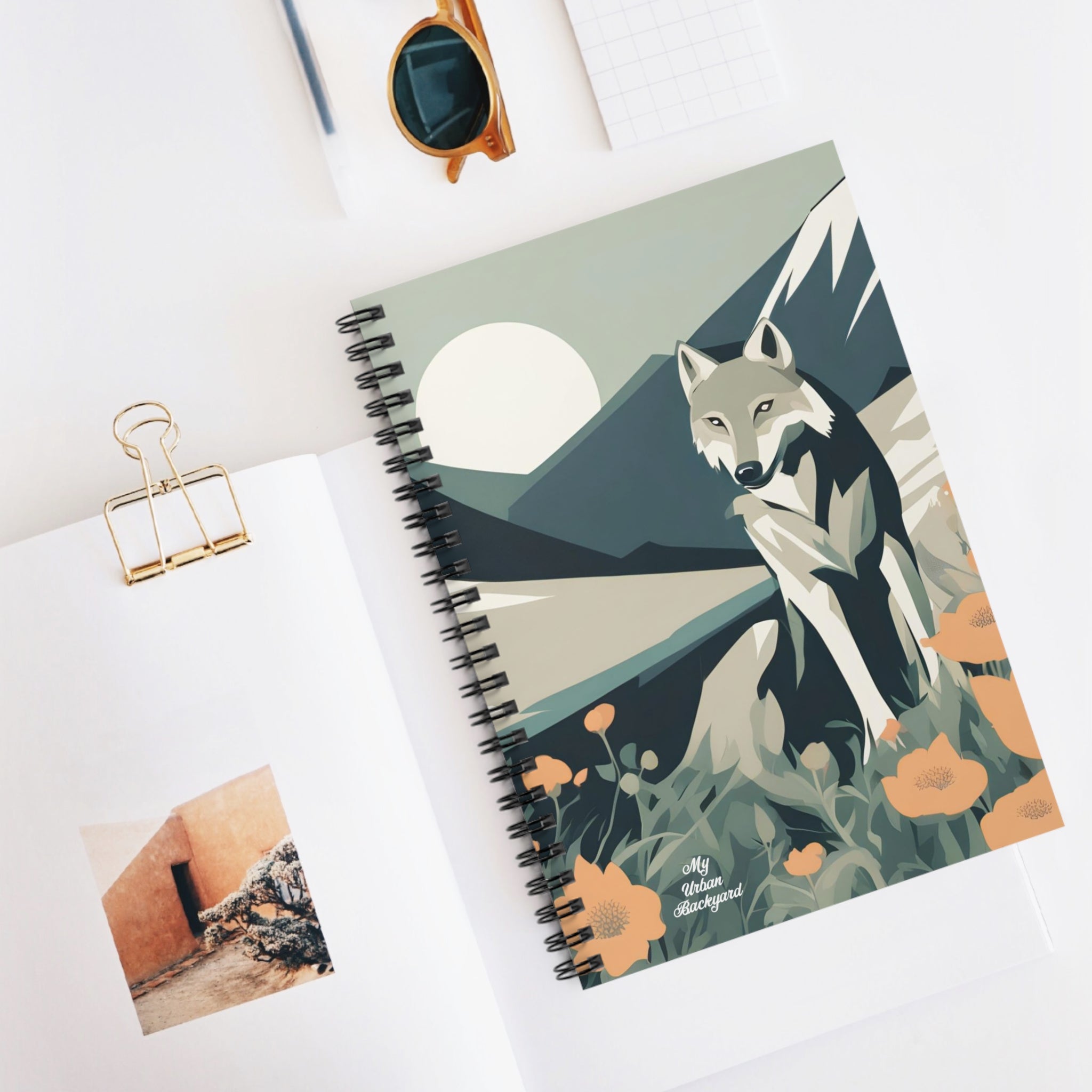 Mountain Wolf, Spiral Notebook Writing Journal - 118 Ruled Pages