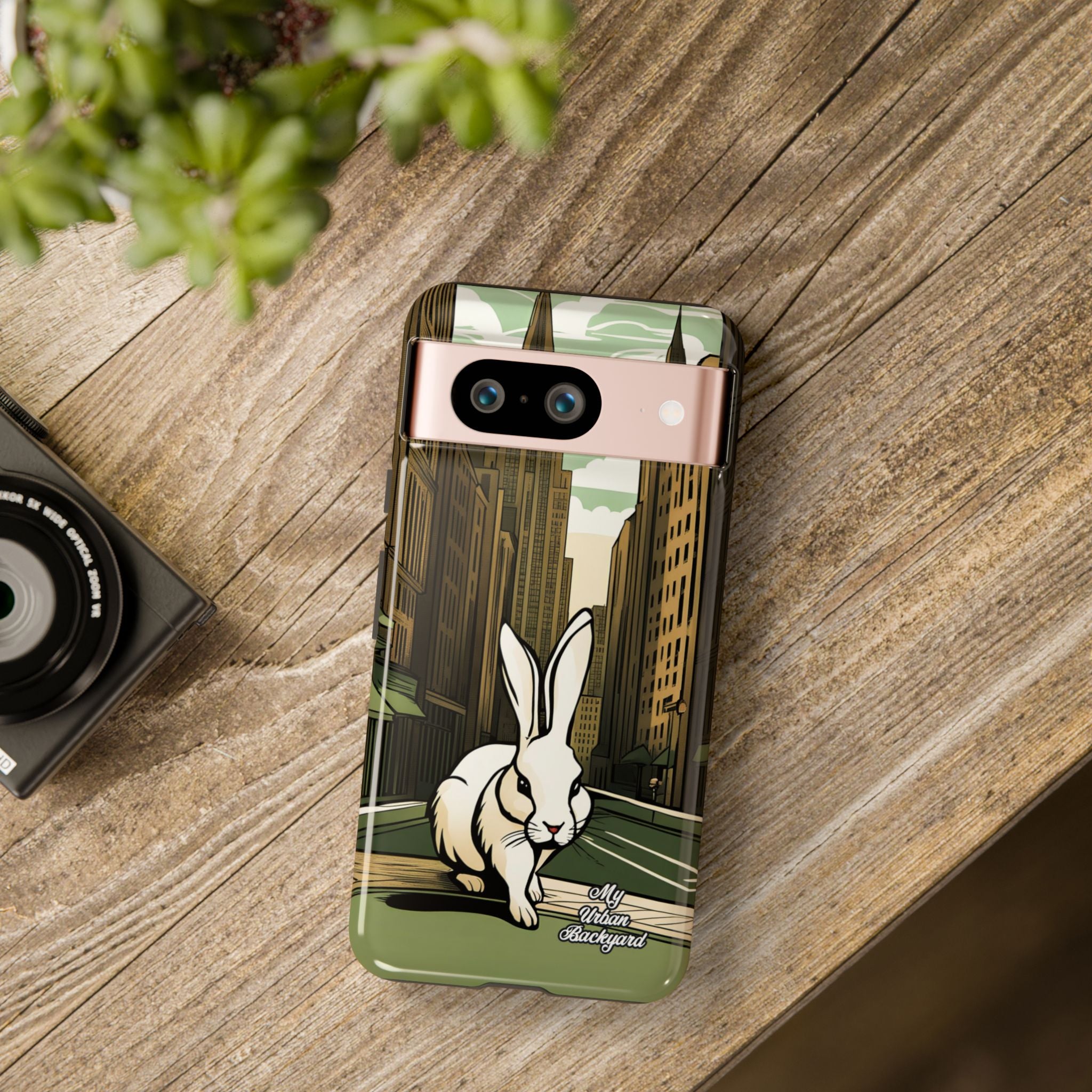 White Rabbit on a City Street, Cell Phone Case - Apple, Samsung, Google Pixel
