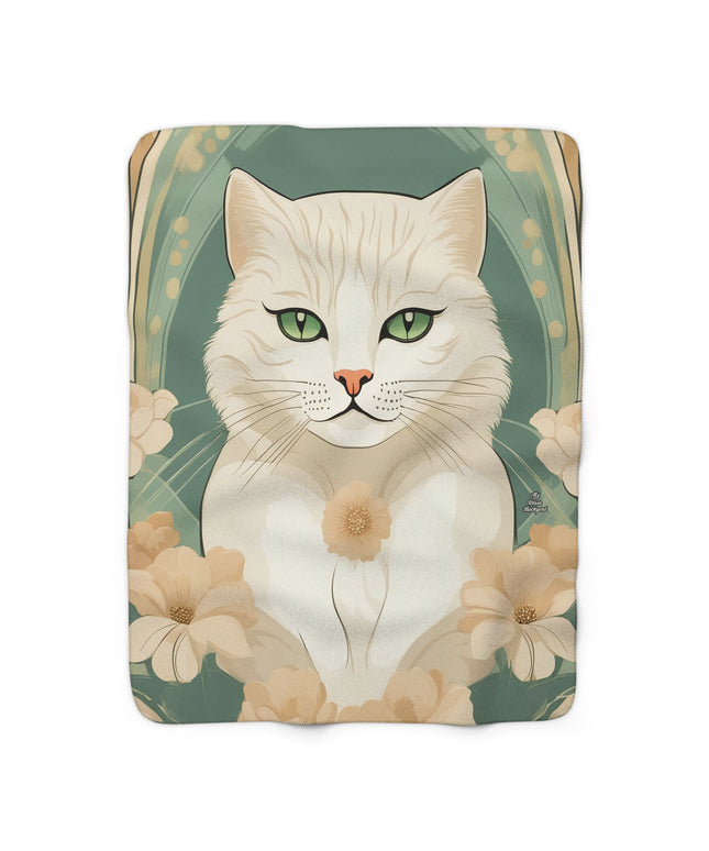 Blanca Purrington, Cat Sherpa Fleece Blanket for Cozy Warmth, 50"x60"