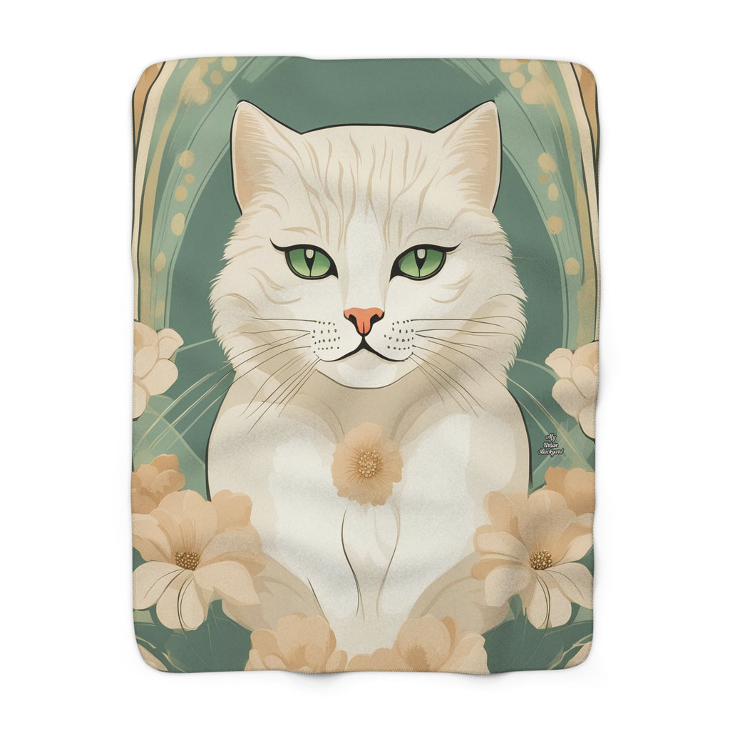 Blanca Purrington, Cat Sherpa Fleece Blanket for Cozy Warmth, 50"x60"