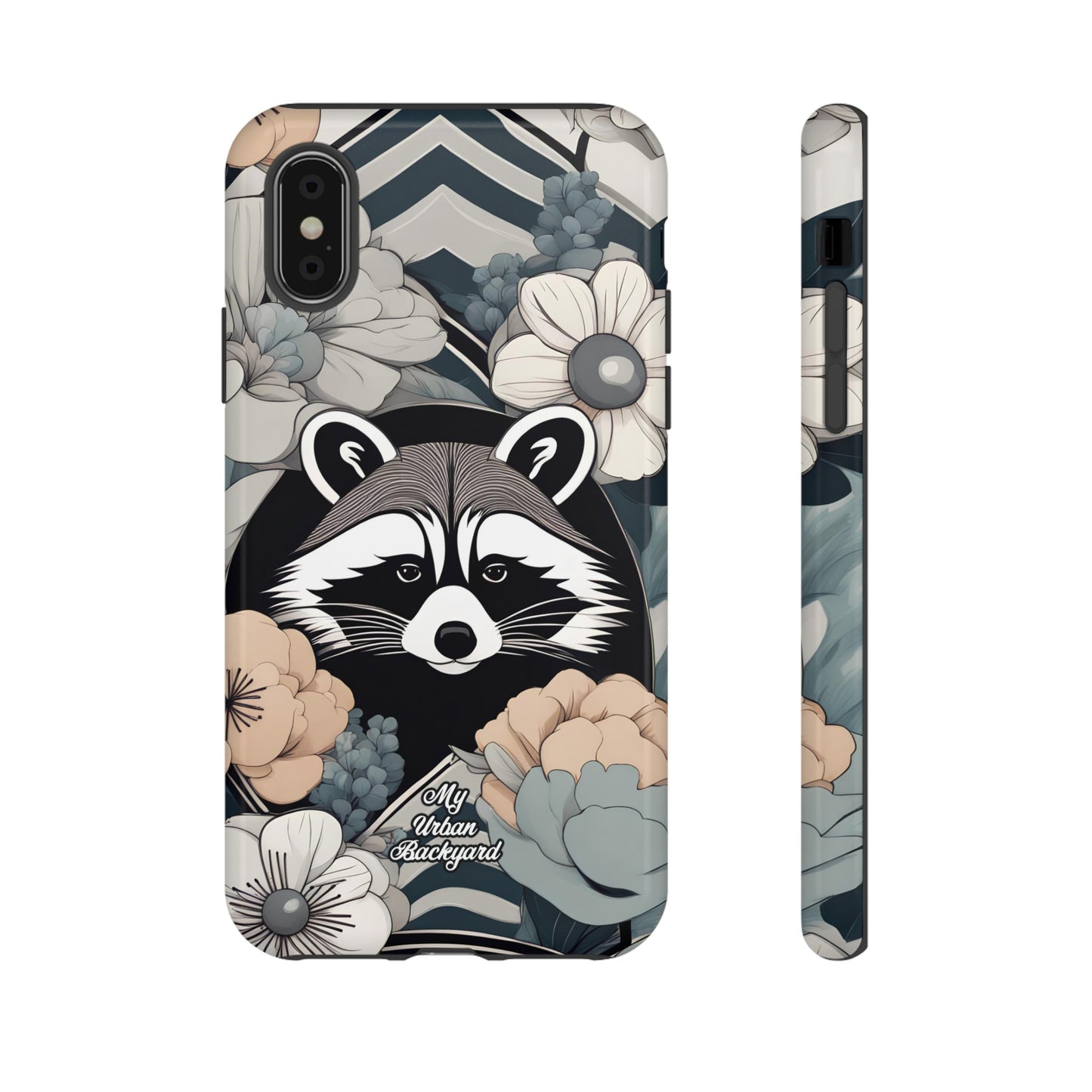 Art Deco Raccoon with Flowers, Cell Phone Case - Apple, Samsung, or Google Pixel