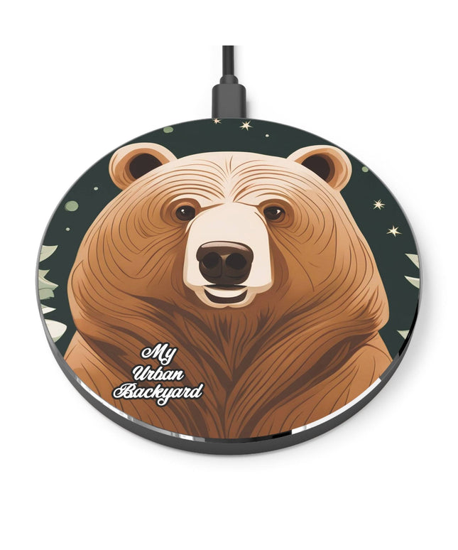 Cell Phone Wireless Charger, iPhone and Android, Art Deco Bear