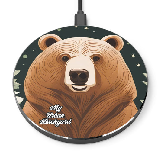 Cell Phone Wireless Charger, iPhone and Android, Art Deco Bear
