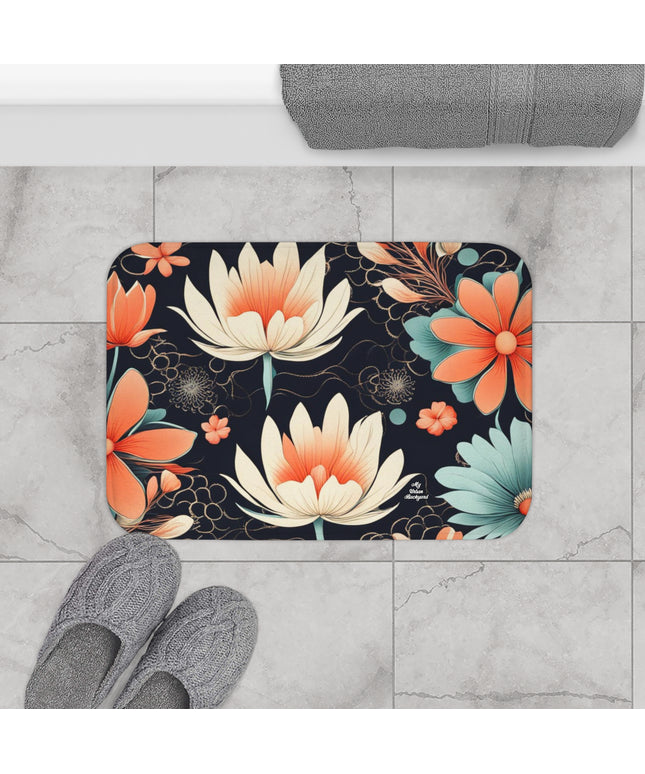 Water Lily Flowers, Memory Foam Bath Mat - Cozy Bathroom Essential