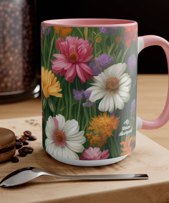 Ceramic Mug for Coffee, Tea, Hot Cocoa. Home/Office, Wildflower Field