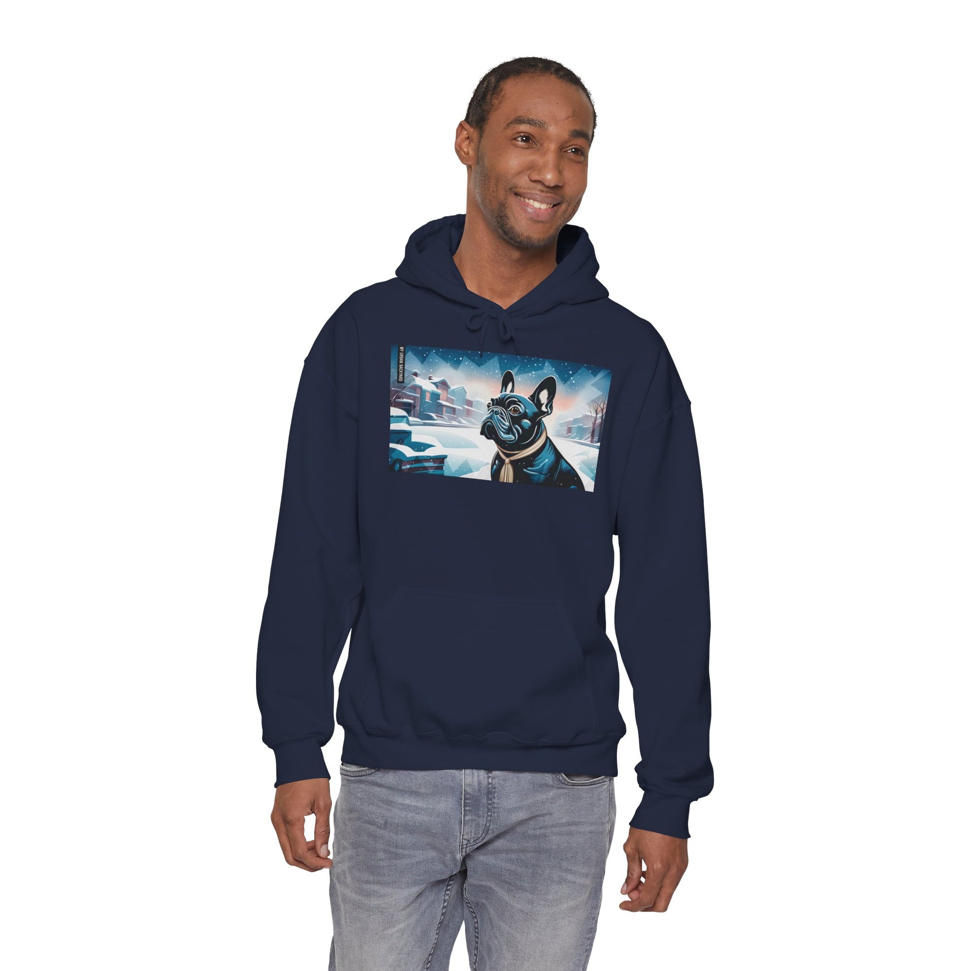 French Bulldog Hoodie w Front Pocket - Cozy, Unisex, Heavy Blend Sweatshirt