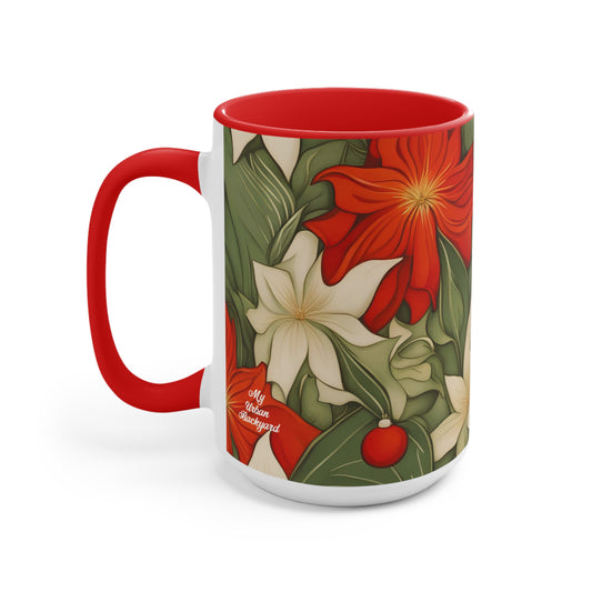 Christmas Flowers, Ceramic Mug - Perfect for Coffee, Tea, and More!