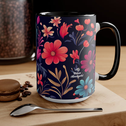 Night Blooming Wildflowers, Ceramic Mug - Perfect for Coffee, Tea, and More!