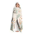 Black Cat and Orange Cat with Flowers, Cozy Hooded Sherpa Fleece Blanket