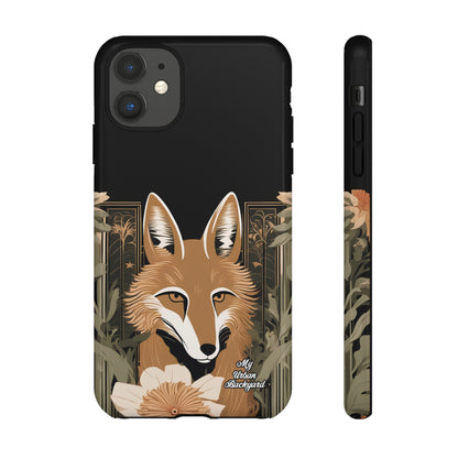 Art Deco Coyote with Flower, Cell Phone Case - Apple, Samsung or Google Pixel