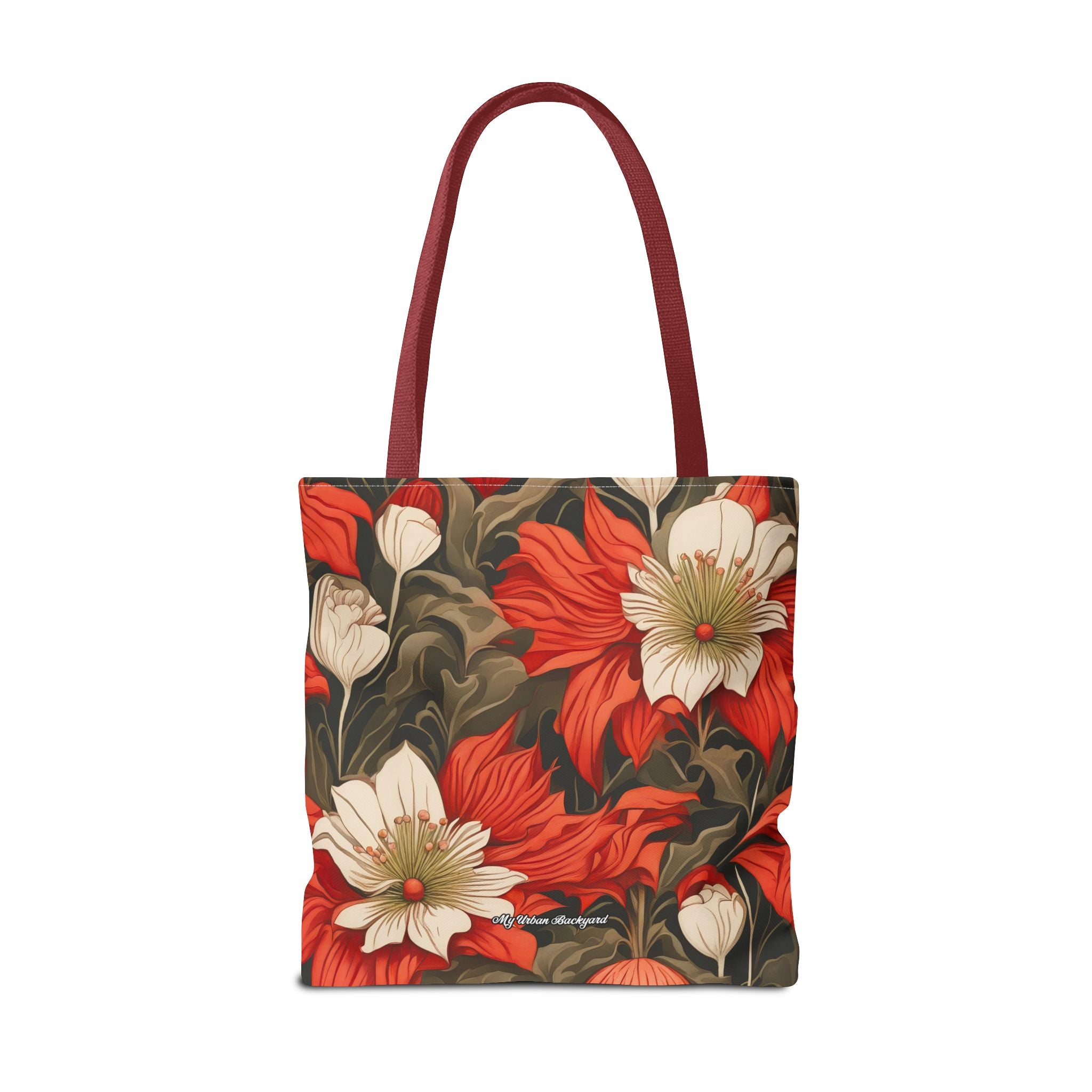 Holiday Flowers Tote Bag with Cotton Handles For Everyday Use, 3 Sizes