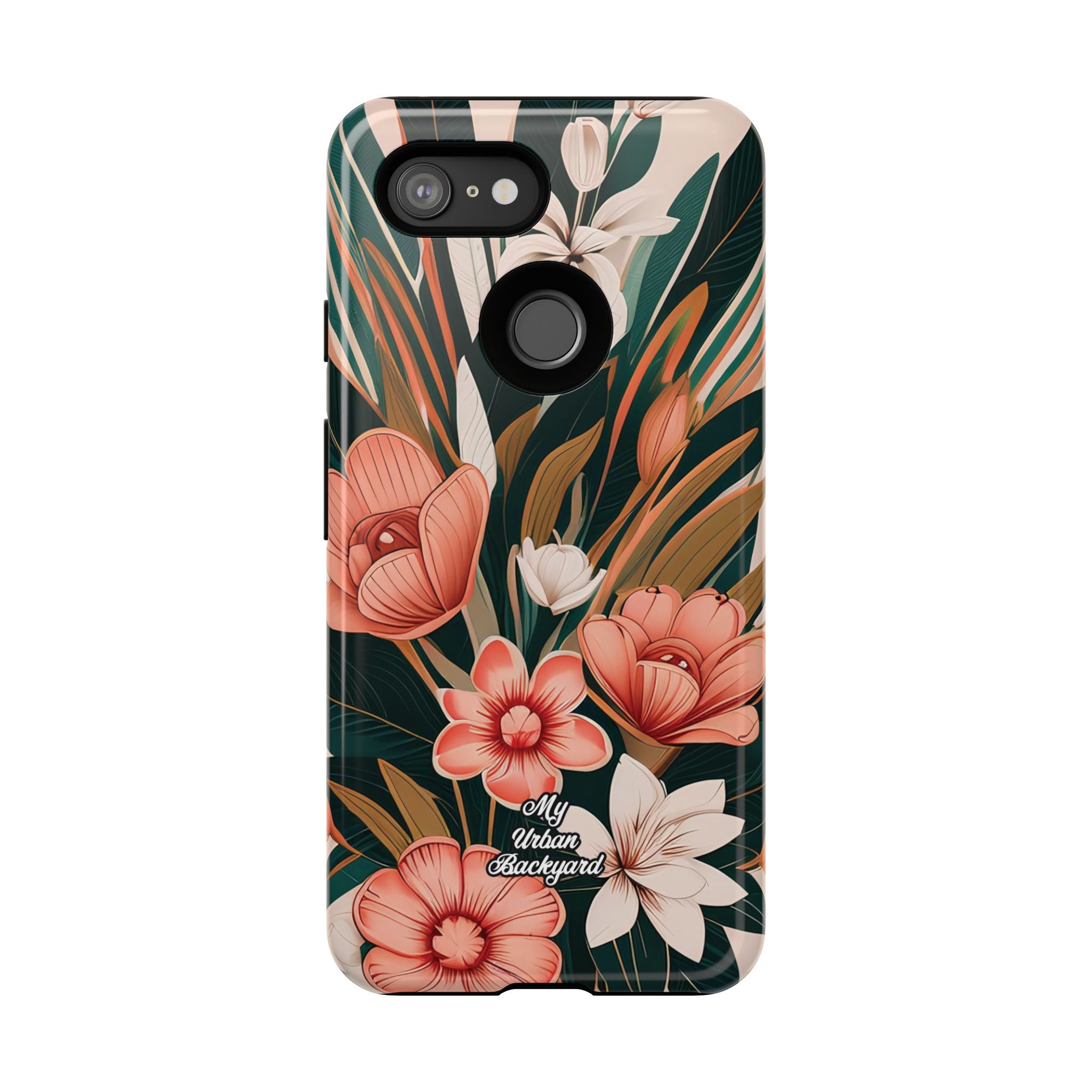 Peach Art Deco Flowers, Cell Phone Case
