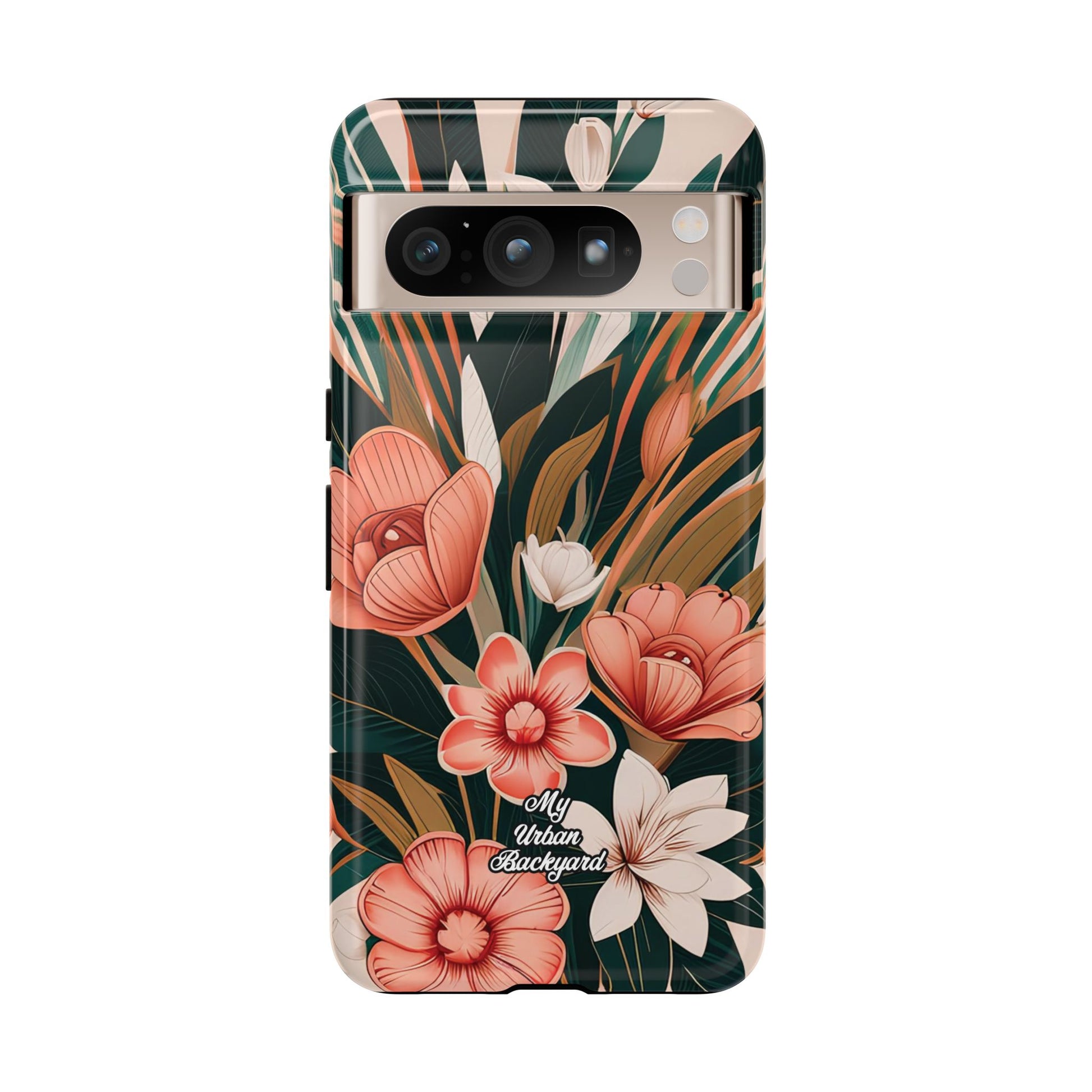 Peach Art Deco Flowers, Cell Phone Case - Apple, Samsung, Google Pixel