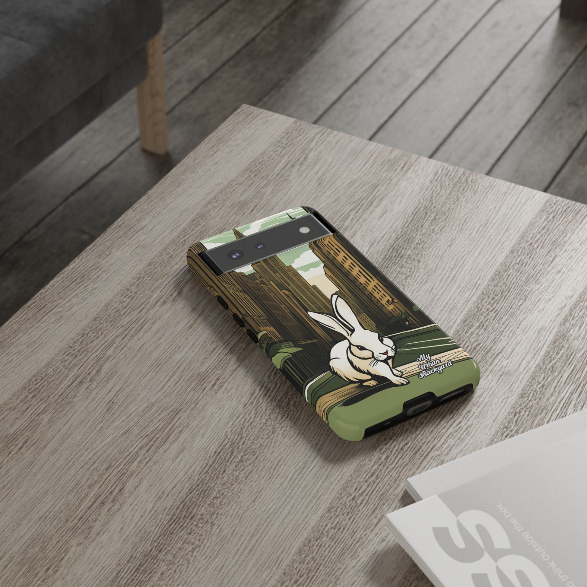 White Rabbit on a City Street, Cell Phone Case - Apple, Samsung, Google Pixel