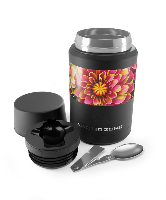 Vibrant Flowers, Reusable Insulated Food Storage Container with Spoon – 16.9oz