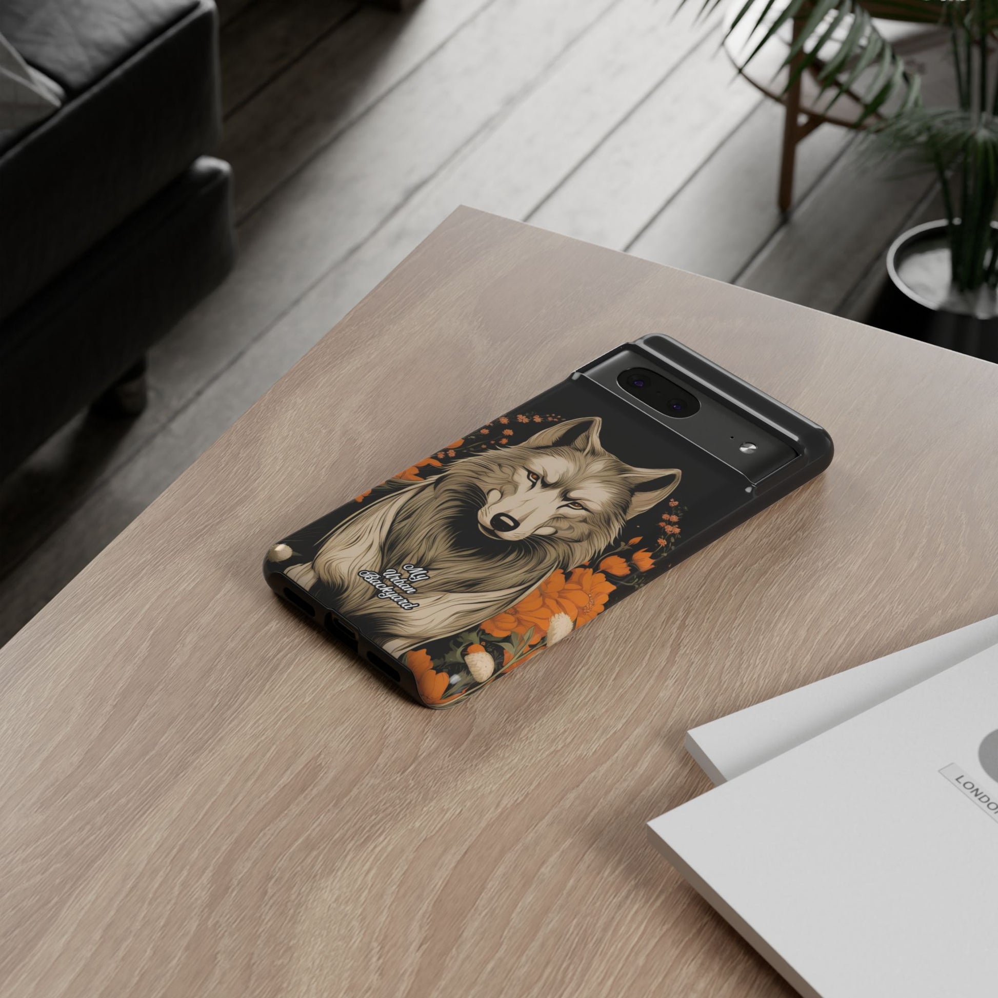 Wolf with Flowers, Animal Cell Phone Case - Apple, Samsung, Google Pixel