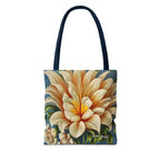 Large White Flower Tote Bag with Cotton Handles For Everyday Use, 3 Sizes
