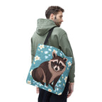 Young Raccoon w Flowers Tote Bag with Cotton Handles For Everyday Use, 3 Sizes