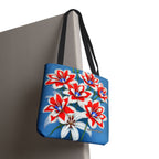 Bouquet of Red White and Blue Flowers Tote Bag with Cotton Handles For Everyday Use, 3 Sizes