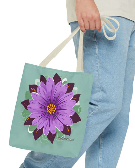 Purple Flower Tote Bag with Cotton Handles For Everyday Use, 3 Sizes