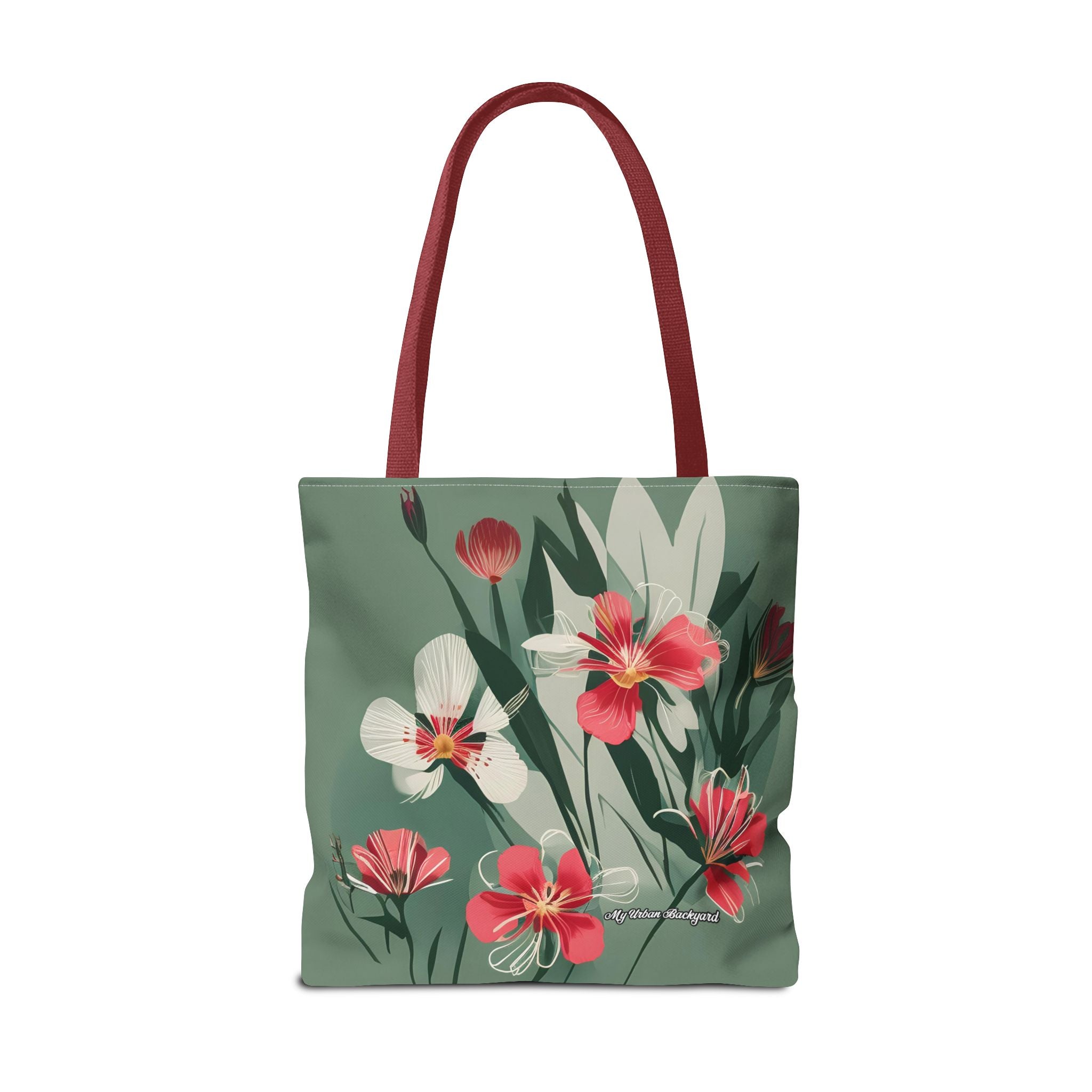 White and Red Wildflowers Tote Bag with Cotton Handles For Everyday Use, 3 Sizes