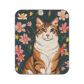 Cat and Pink Flowers, Cozy Outdoor Picnic Blanket, Water-Resistant Bottom, 51" × 61"