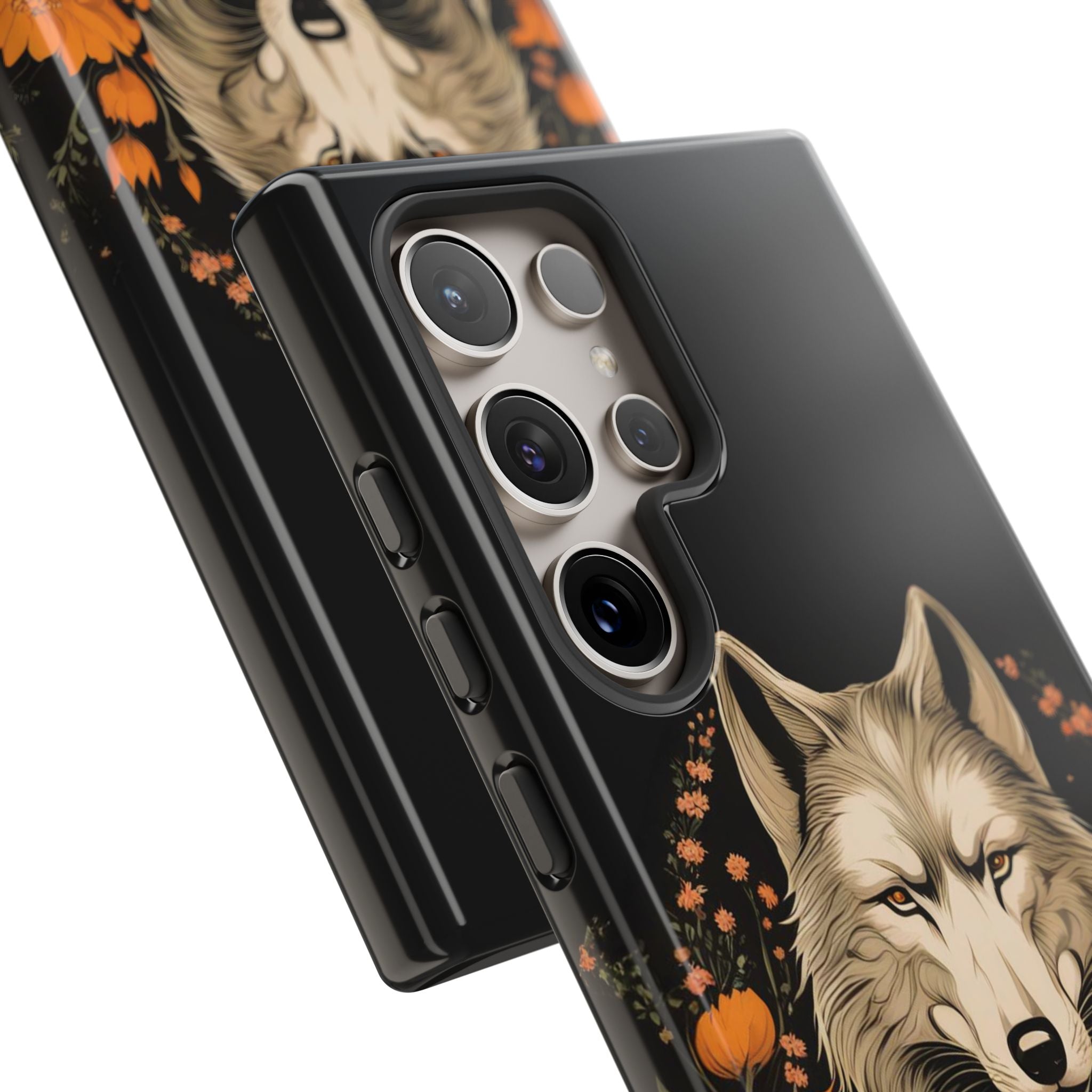 Wolf with Flowers, Animal Cell Phone Case - Apple, Samsung, Google Pixel