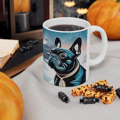 Snow Day French Bulldog Ceramic Mug — 11 oz