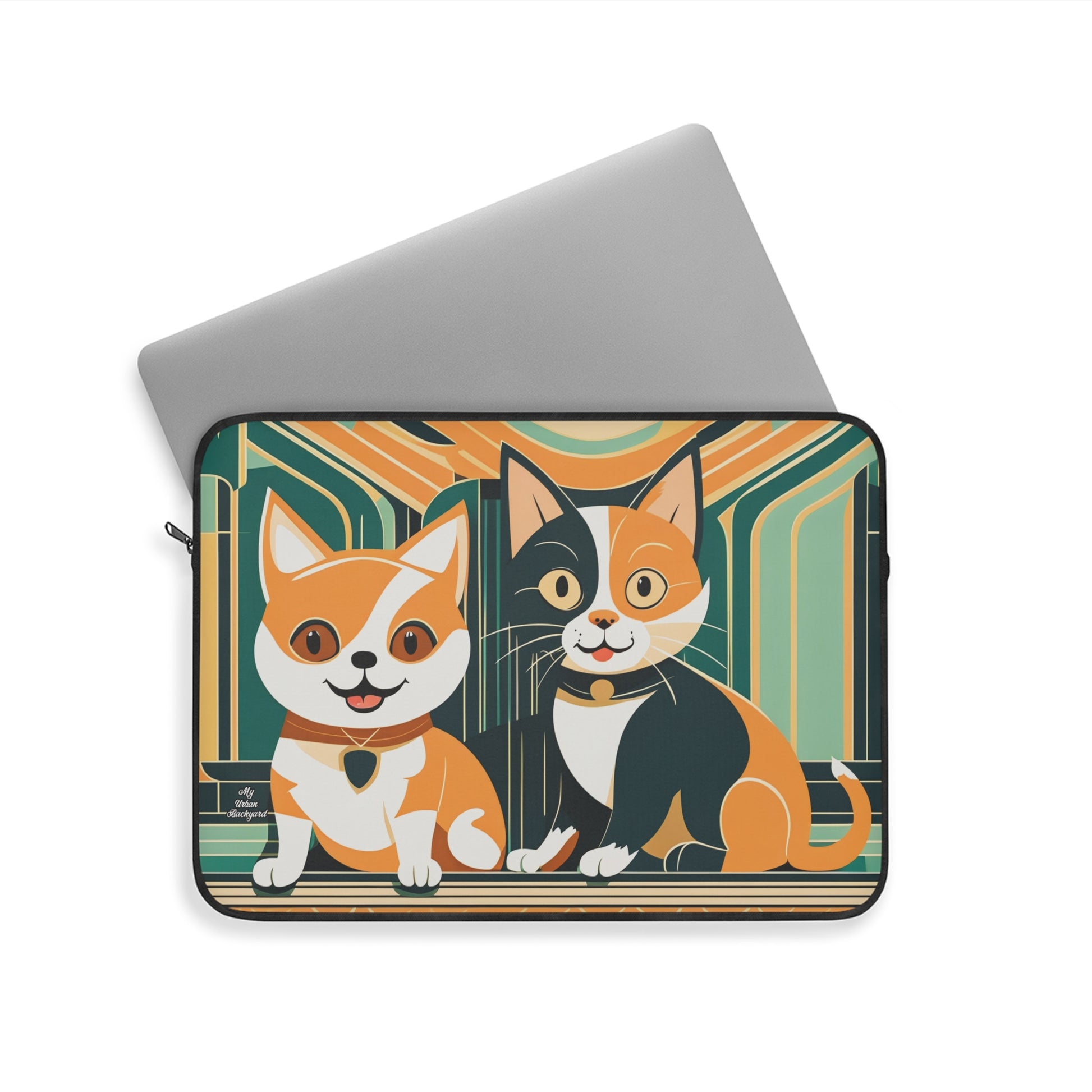 Two Kitties, Soft Laptop Sleeve, Pet Lover Gift, Stylish Tech Accessory, Colorful Cat Art, Cat Themed Laptop Case, Gift for Cat Moms, 3 Sizes