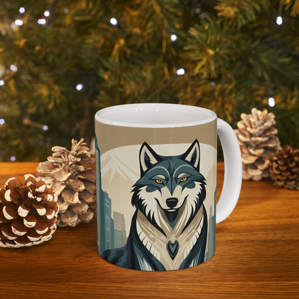 Art Deco Wolf Ceramic Mug