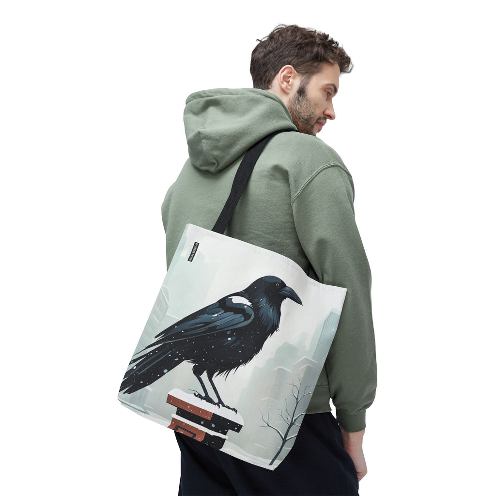 Winter Crow Tote Bag with Cotton Handles For Everyday Use, 3 Sizes